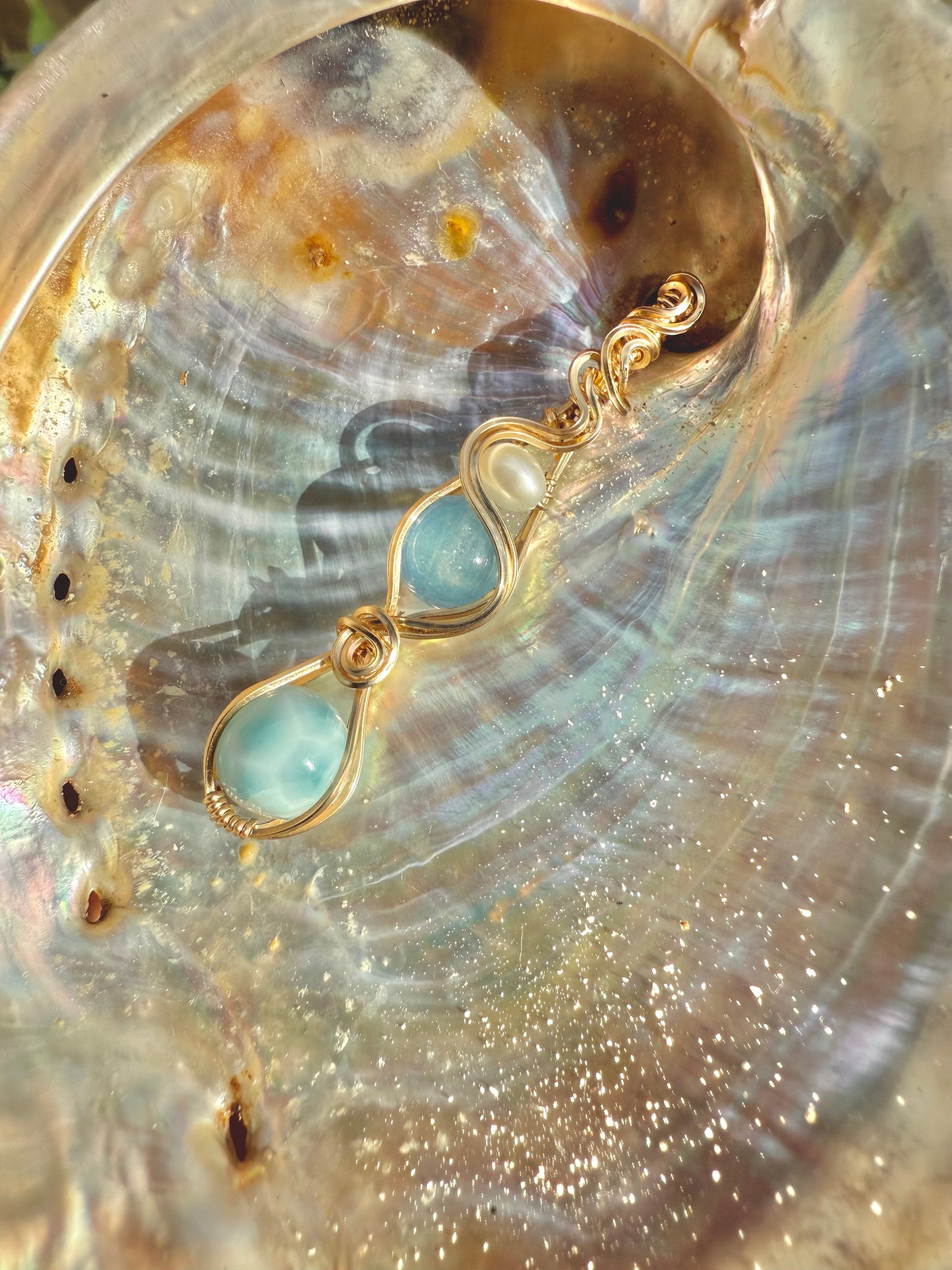 Larimar, Aquamarine & Fresh Water Pearl