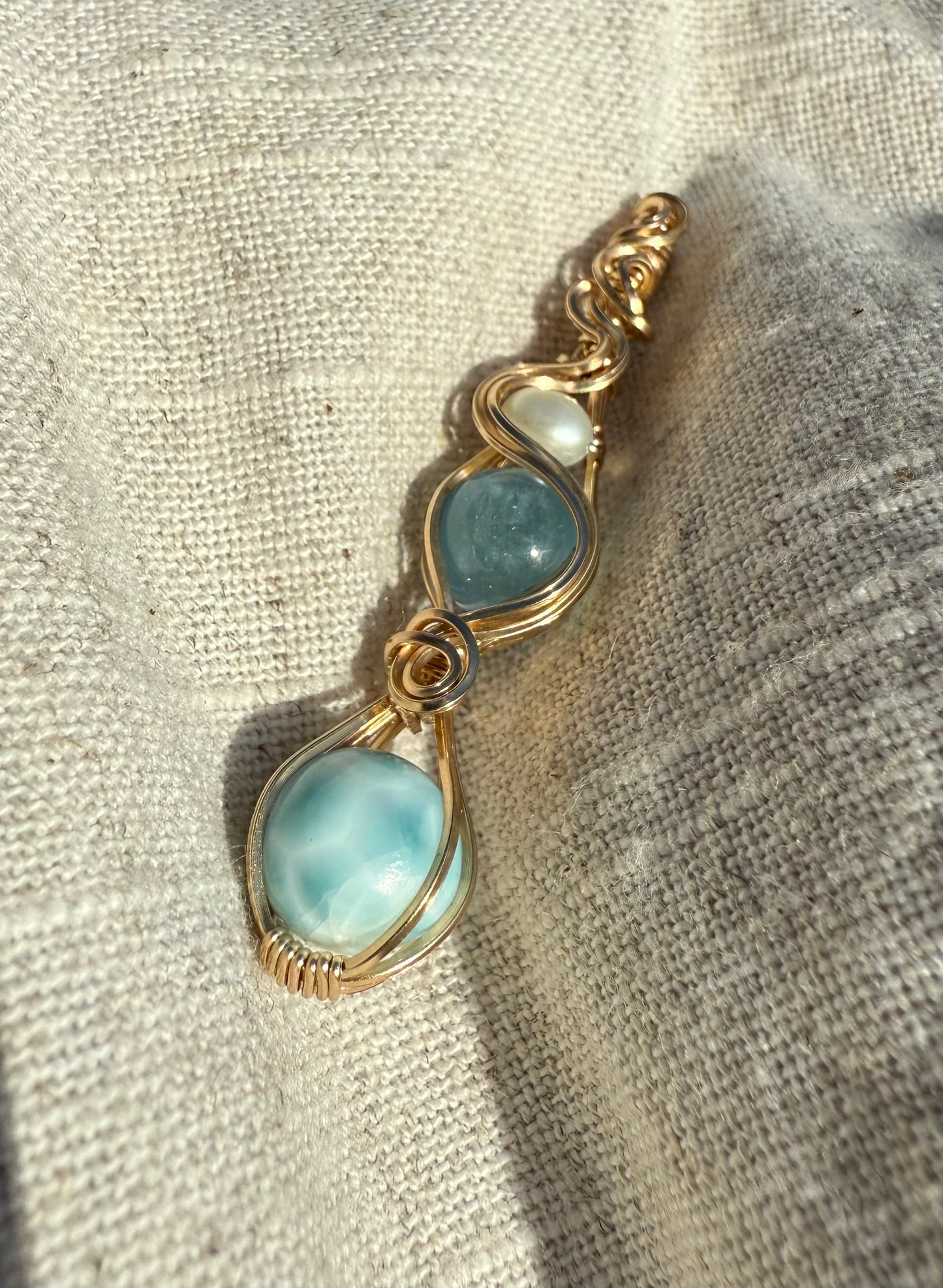 Larimar, Aquamarine & Fresh Water Pearl