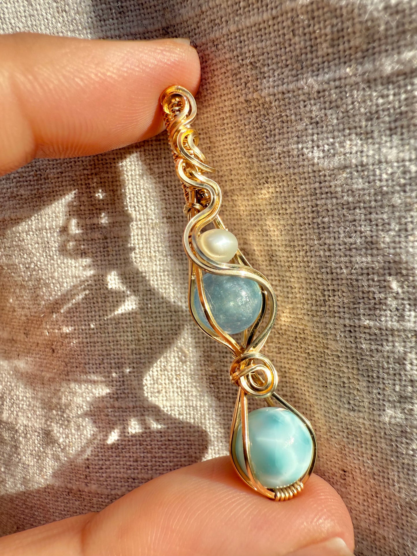Larimar, Aquamarine & Fresh Water Pearl